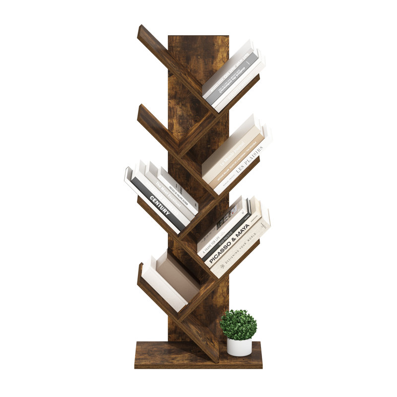 Bibliothèque en bois Korou, Bois de pin ambré, (7 tablettes) H 39,4 po x l 15,7 po x P 8,4 po