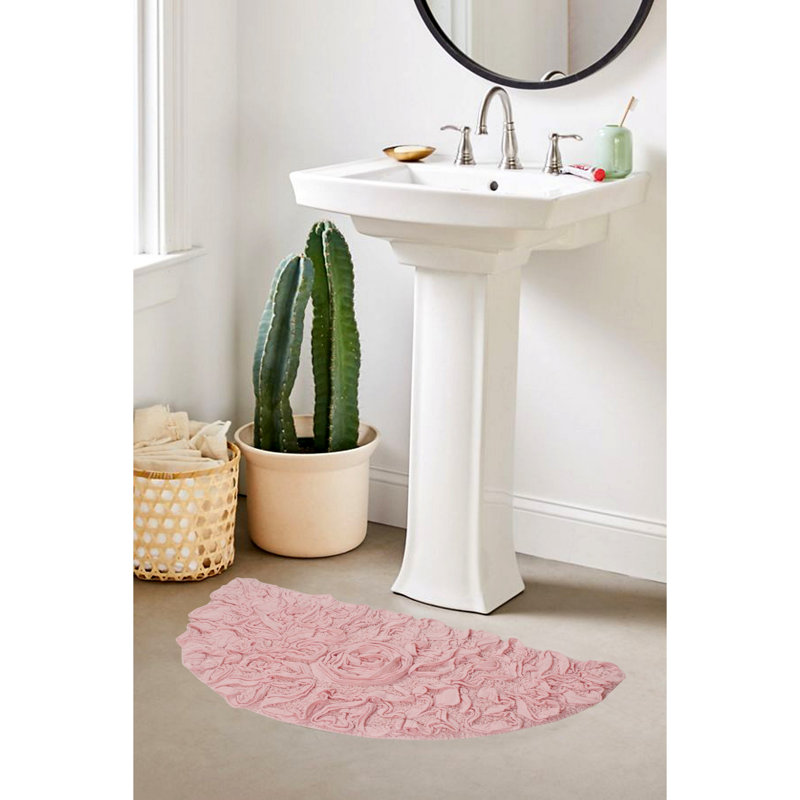Tapis en demi-lune lavable à la machine 100% coton Franciska Home Weavers - 17 po x 30 po, Rose