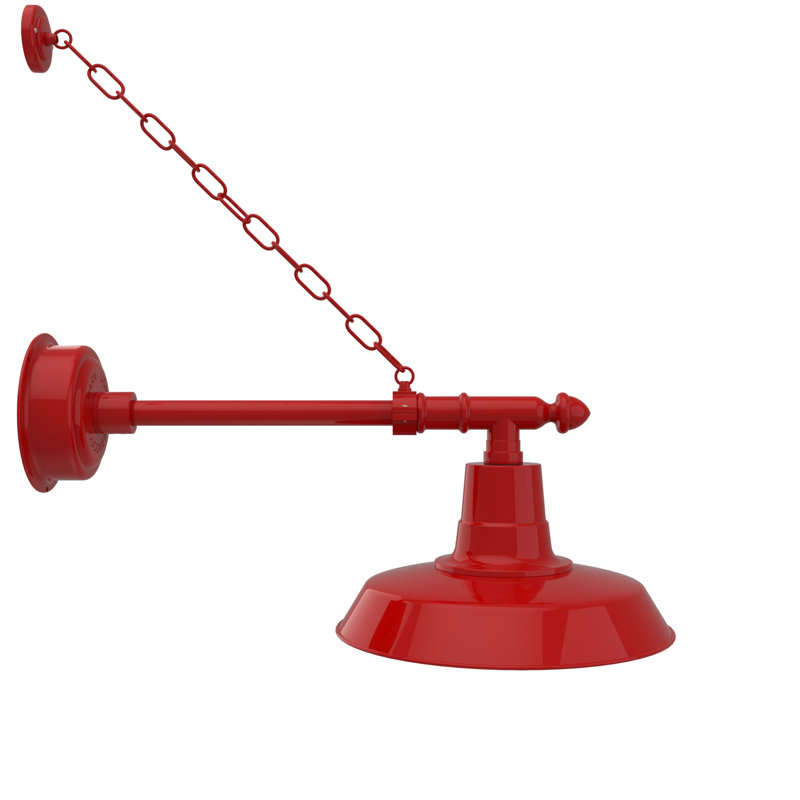 Luminaire de grange d'extérieur Oldage, H 10 po x l 14 po x P 28 po, Rouge cerise