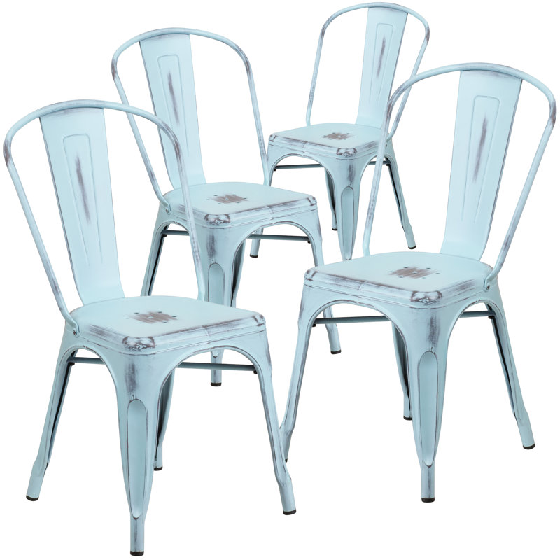 Chaise empilable Dickens, Bleu-vert vieilli