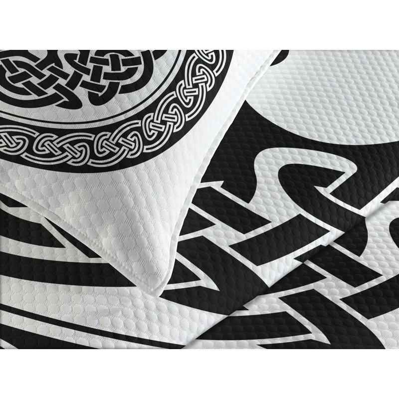 King White Quilted Bedspread Set with Celtic Design