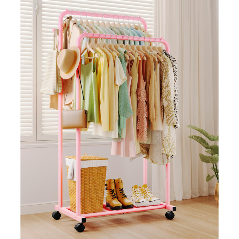 Portemanteaux double avec tringle en métal, Rose