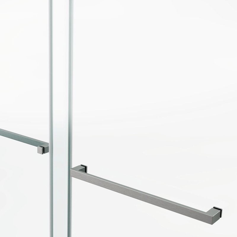 Porte de douche double de 76 po de largeur, 48 po de profondeur, verre trempé 3/8 10 mm, acier inoxydable nickel brossé, nickel acier coulissant de luxe, optimisation de l'espace