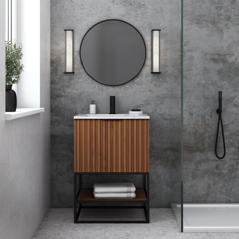 Terra 24'' W Single Vanity, Matte Black, Carrara Marble/Single Faucet Mount