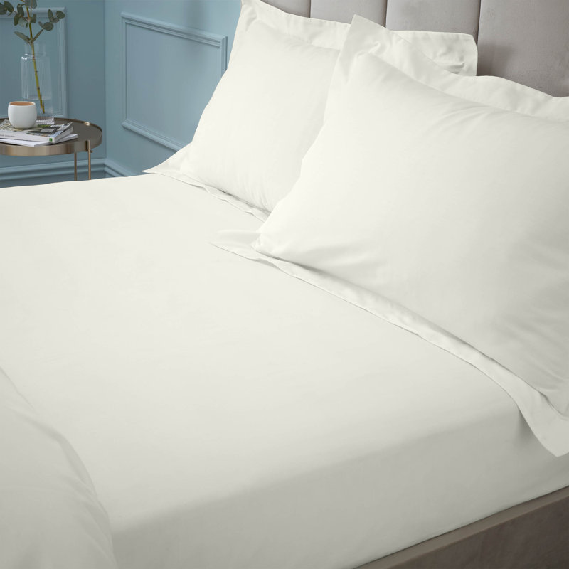 180 Thread Count Egyptian 100% Cotton Fitted Sheet, Single, Cream