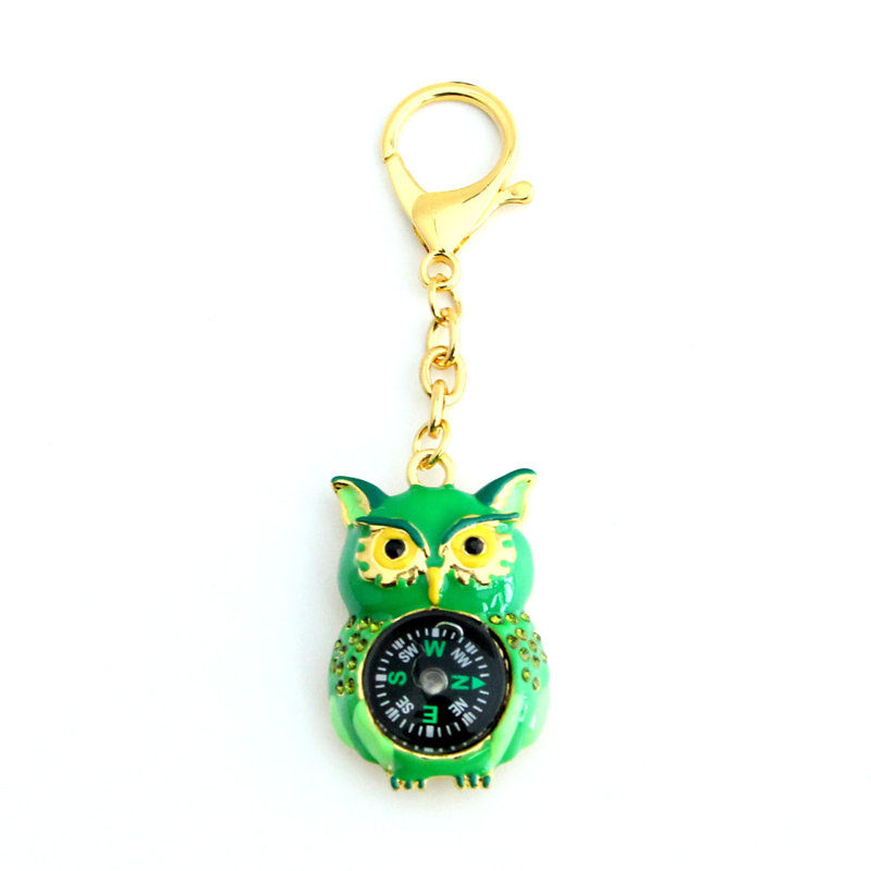 Porte-clé à compas Wise Owl, Vert