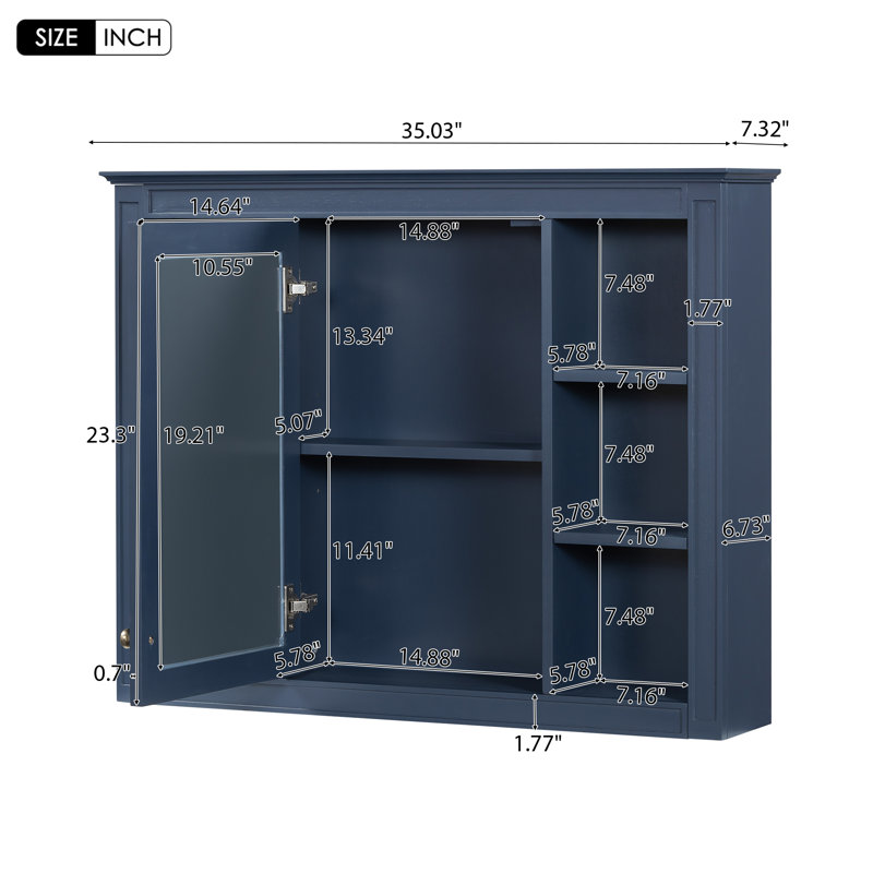 Armoire de rangement murale moderne, Pharmacie, Bleu