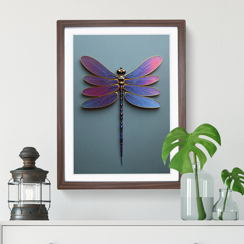 XV1022-3631X Precious Dragonfly - Print, Walnut Framed, 66cm H x 48cm W, White