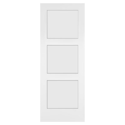 Modern Shaker White Wooden Interior Doors Slab, 30 x 80 x 1-3/8 in, 3 Panel