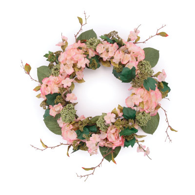 Hydrangea and Seedum Floral Wreath