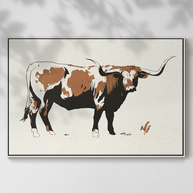 Terre Cotta Steer I, toile tendue avec châssis de qualité supérieure - prête à être accrochée, Blanc