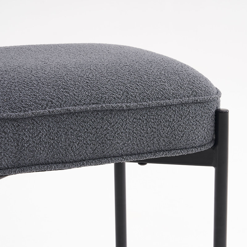 Romere Tabouret de coiffeuse rembourré en tissu avec pieds en métal, Gris foncé