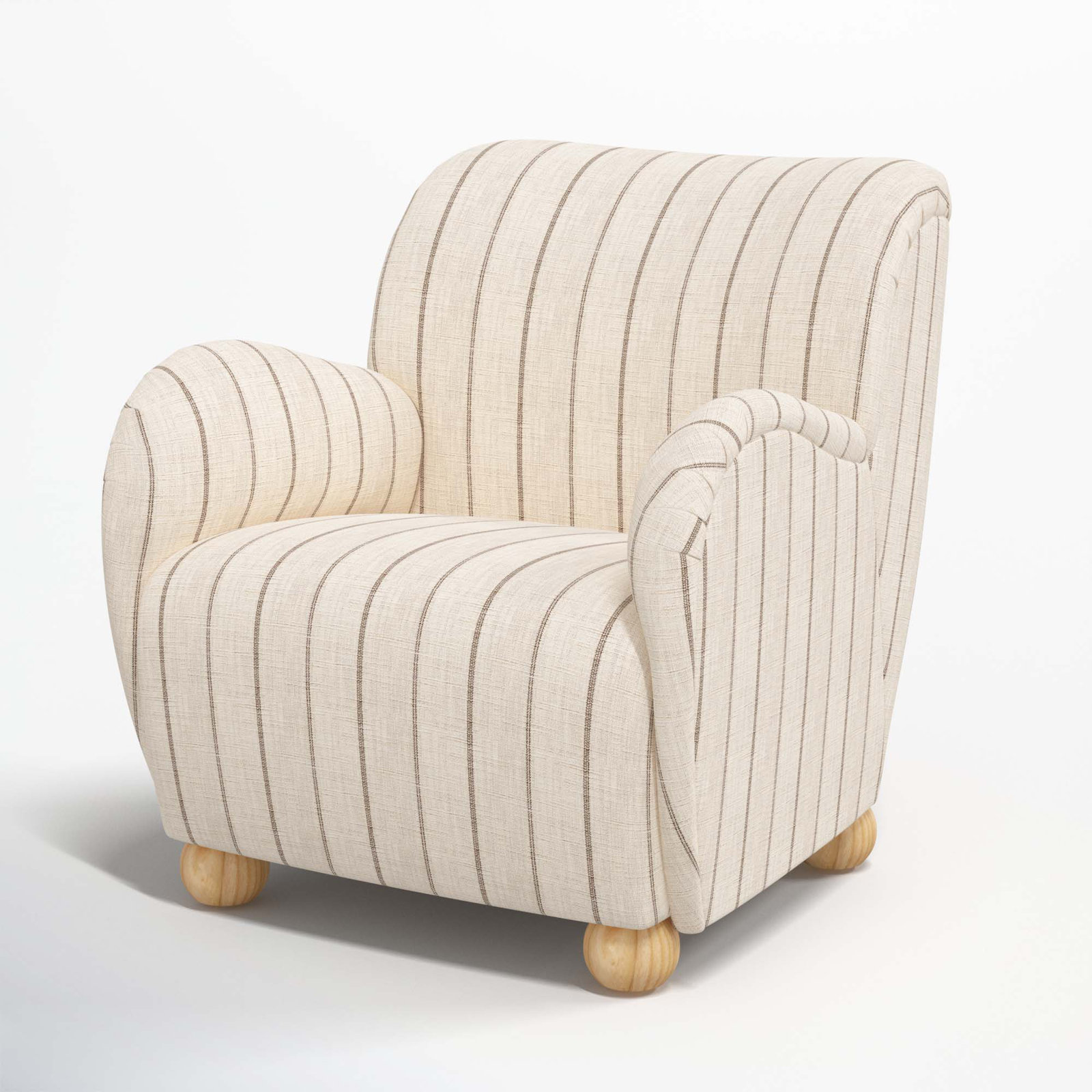 Cowen Cotton Armchair, Fritz Charcoal Stripe
