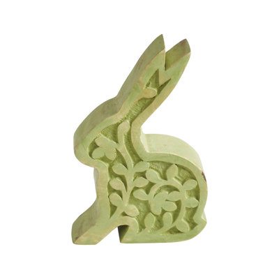 Bunny Hop Wooden Sitting Bunny In Green