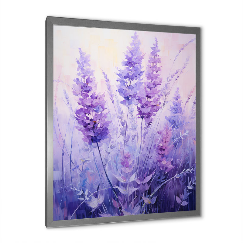 Lavande, sérénité, art floral, H 44 po x l 34 po x P 1,5 po, Cadre simple argenté