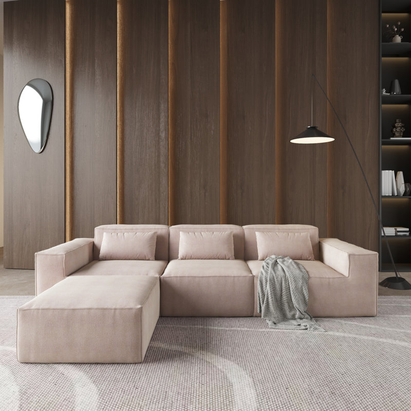 Ensemble modulaire 4 pièces avec repose-pieds 4 pièces, Khaki Cloud Velvet