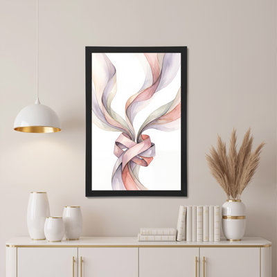 Pastel rose et lavande, rubans fluides, aquarelle sur toile