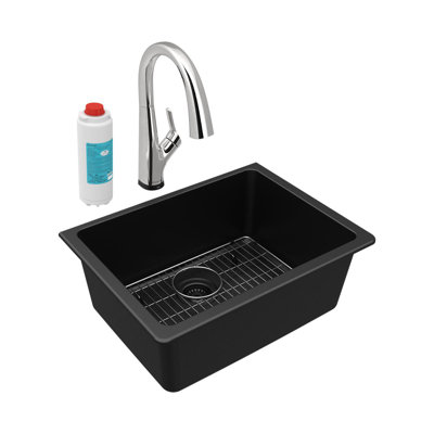 Évier de cuisine avec robinet encastrable 24-5 / 8 po x 18-1 / 2 po x 9-1 / 2 po