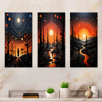 «Bold Native Shamans Journey», ensemble de 3 reproductions d'art mural en métal