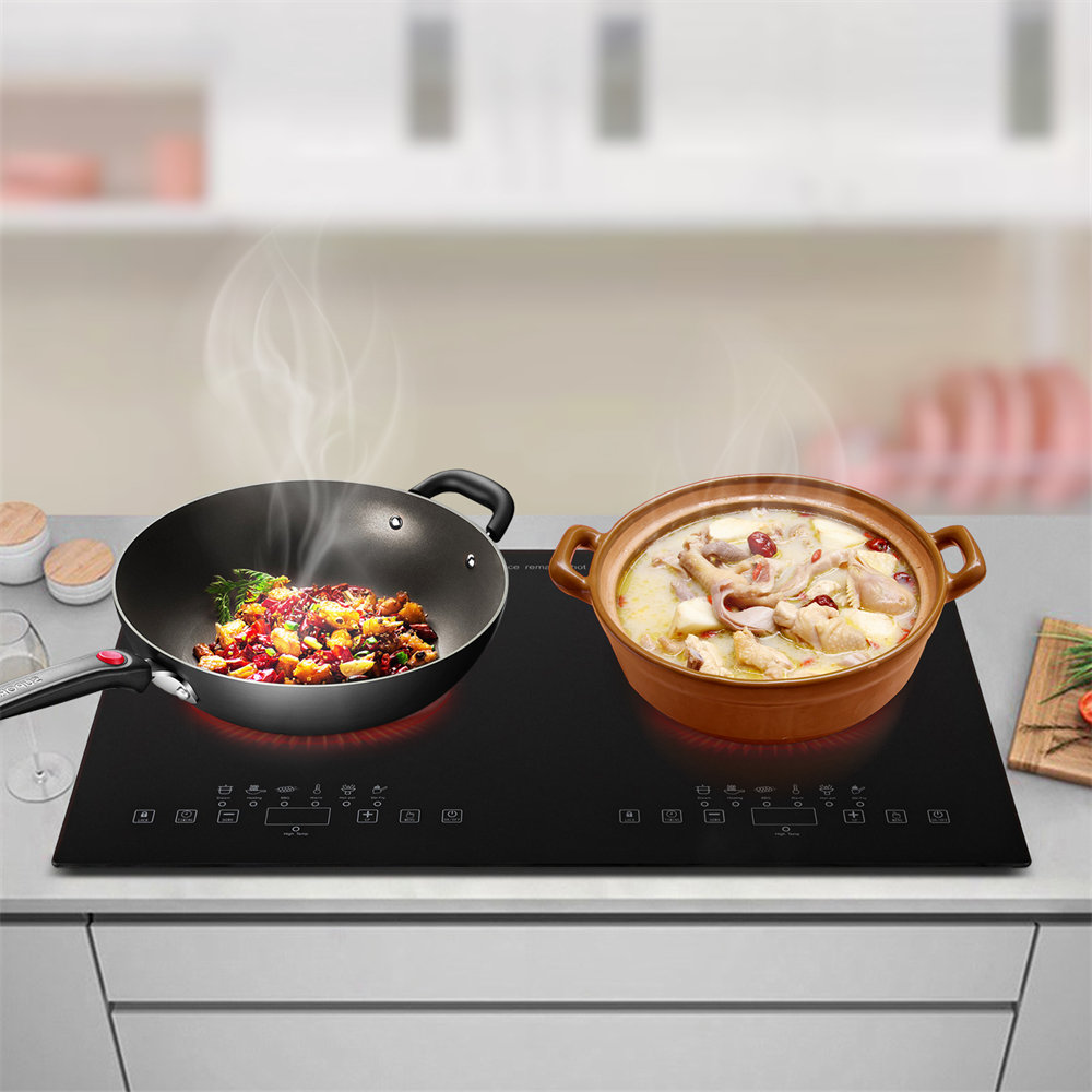 Electric Countertop Stove 2000W 2 Burner Overheat Protection