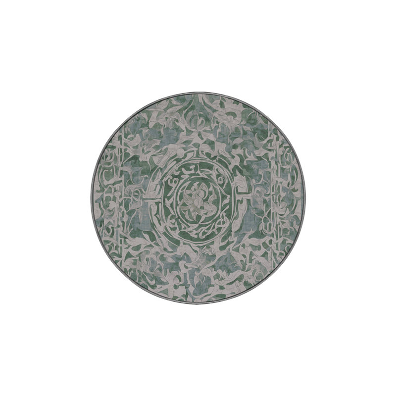 Machine Washable Gray Area Rug, Round 5'