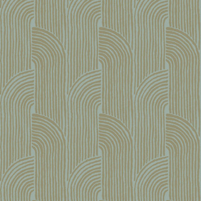 Woven Arcs - Golden Blue Wallpaper