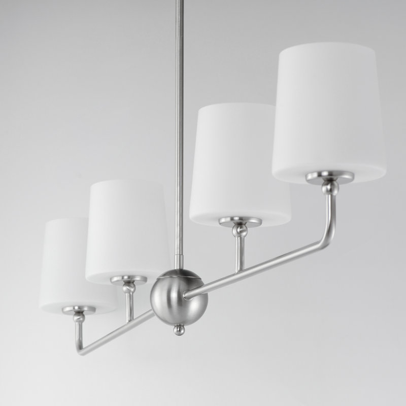 Luminaire suspendu géométrique unique et remarquable à 4 lumières Bristol, Nickel satiné