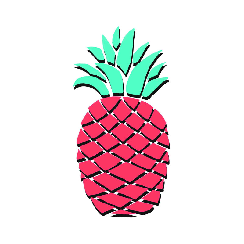 Rose et bleu ananas - impression sur toile tendue, H 12 po x l 8 po