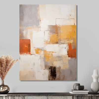 Serenity déconstruit cubiste orange - art mural abstrait