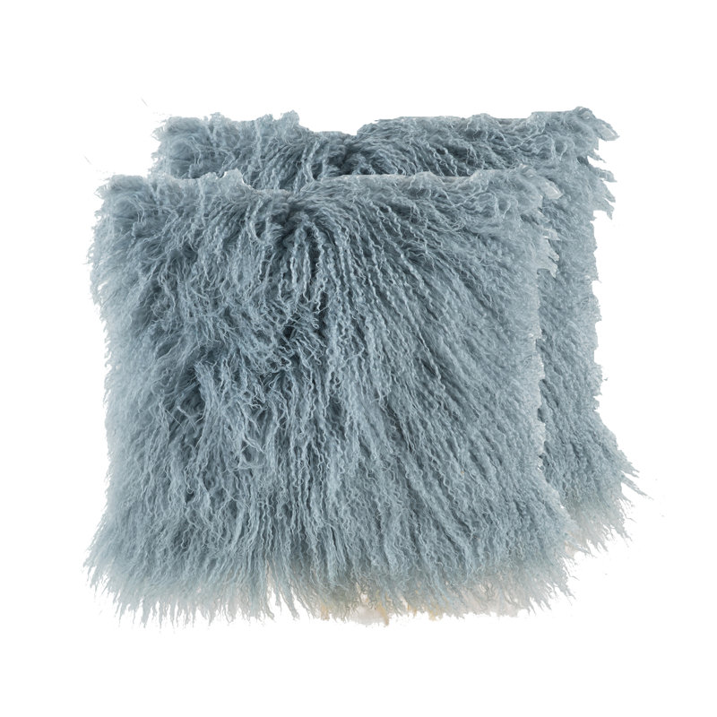 Ulaanbaatar Feather Throw Pillow, Blue