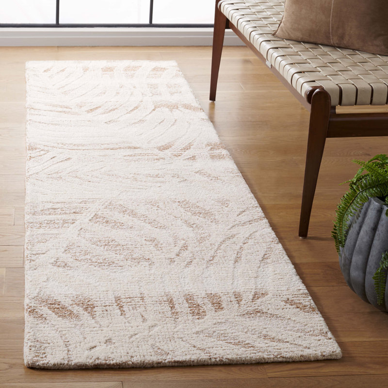 Alixe Hand Tufted Wool Cotton Floral Rug in Beige/Ivory, Runner 2'3" x 8'