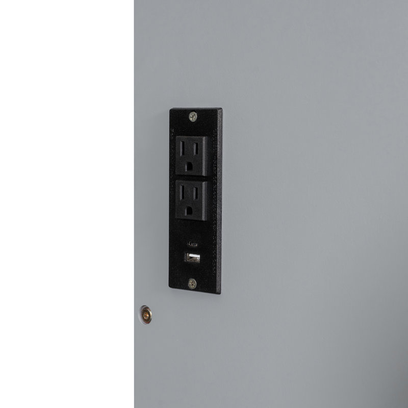 Grand lit escamotable mural et USB, gris, Gris