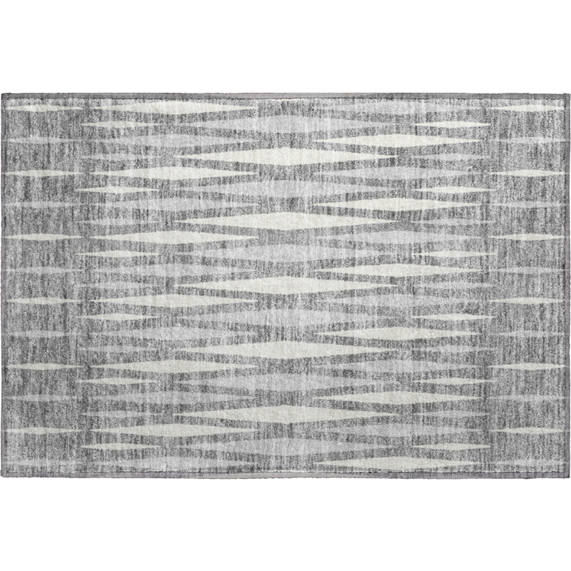 Premium Machine Washable Prisco Gray Rug, Rectangle 1'8" x 2'6"