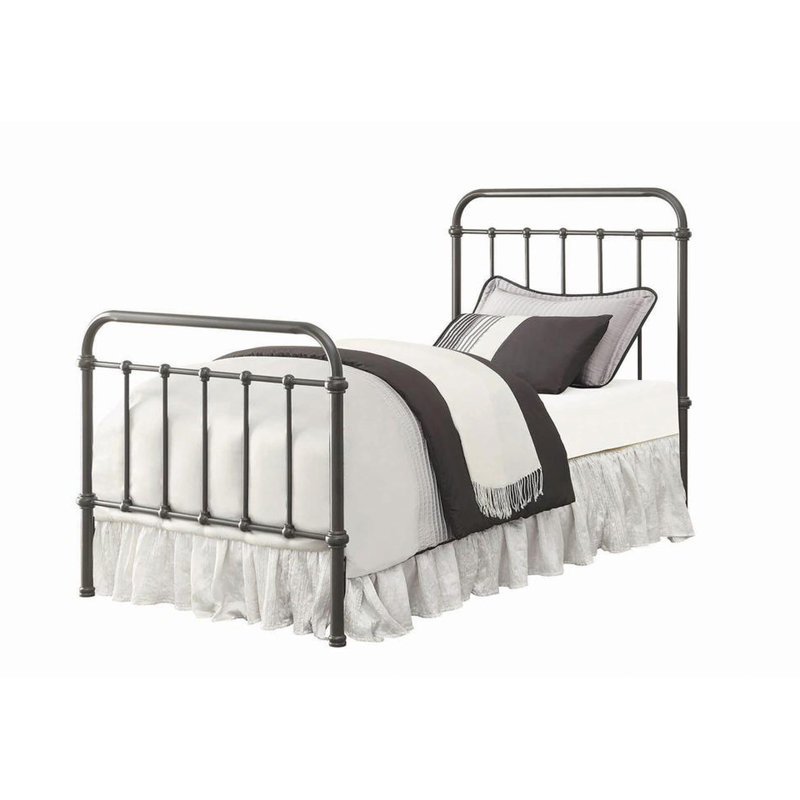 Lit simple traditionnel en métal foncé bronze pour la chambre à coucher - Style élégant avec finition intemporelle
