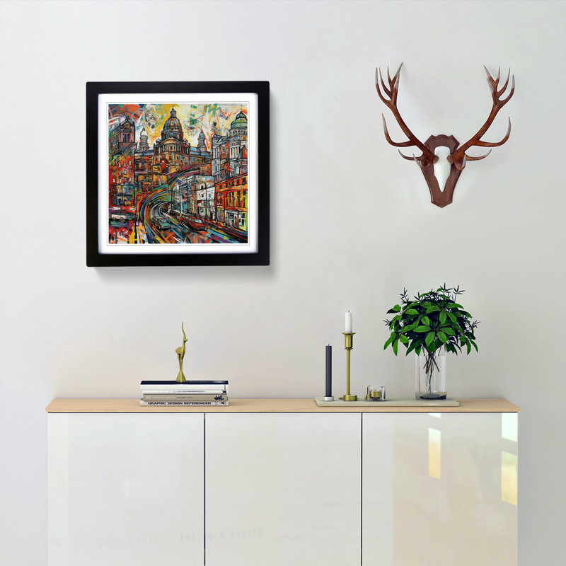 City Of Belfast Expressionism - Framed Print, Black