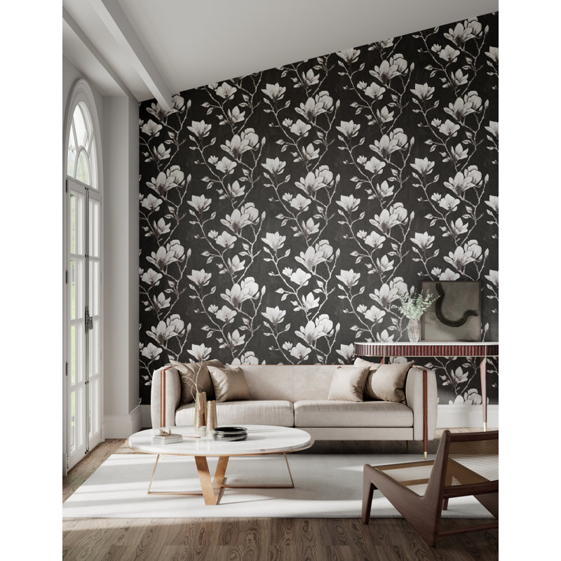 Lotus Wallpaper, Onyx/Silver