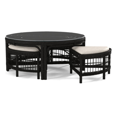 Raffles Rattan Cocktail Table with Benches