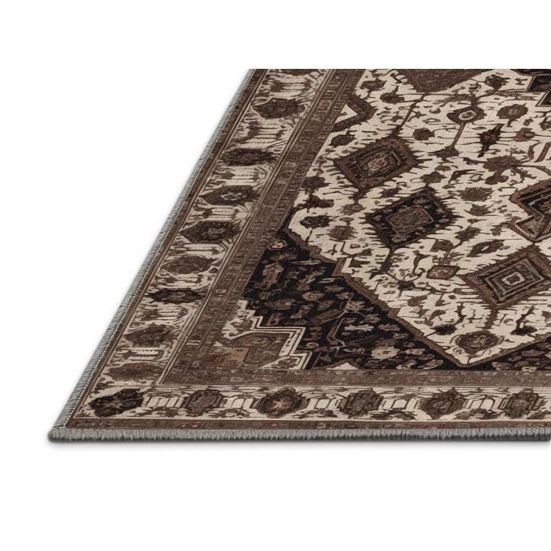 Tapis persan gris lavable à la machine, Carré 6 pi
