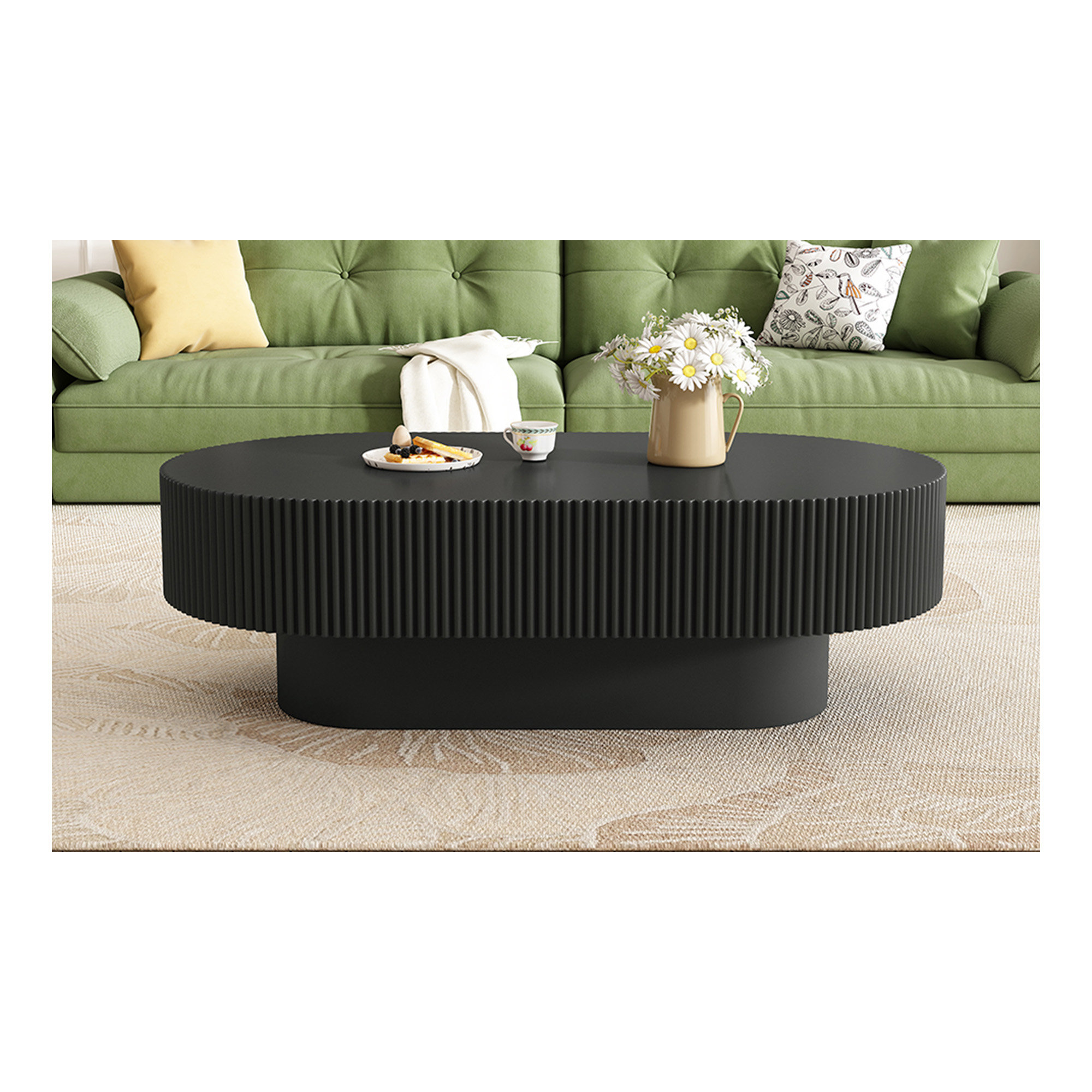 Hokku Designs 43.70 Inch Modern Handcraft Drum Coffee Table Oval Coffee ...