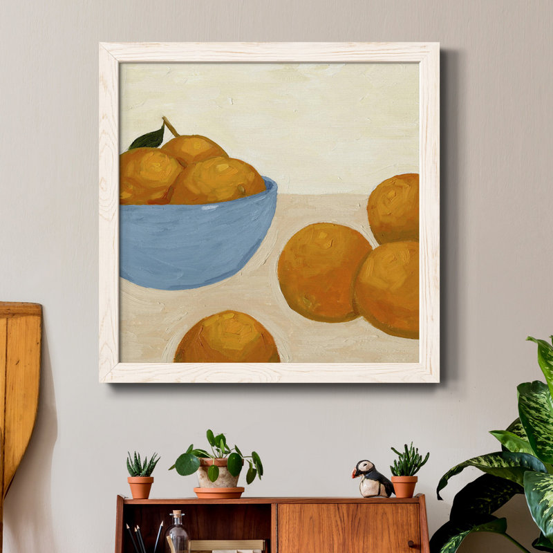 Mandarins I - art mural encadré sur toile, H 17 po x l 17 po x P 1,5 po, Blanc
