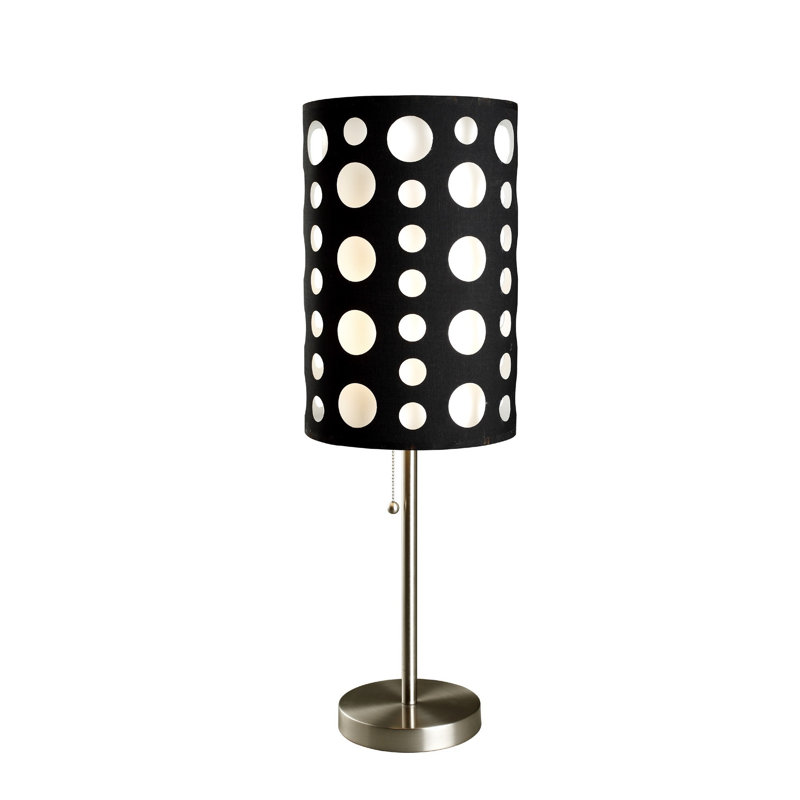 Lampe de table 33 "à pois gris et blanc Mod, Noir, noir, noir, noir, Blanc