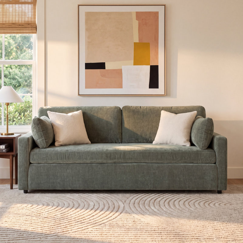 Dannie Upholstered 84 " Sofa, Forest Performance Chenille