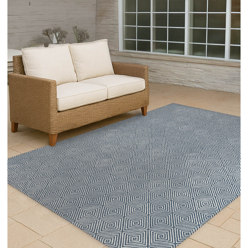 Ikat Spray Non-Slip Outdoor Rug, Rectangle 8' x 10'