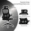 Chaise de bureau ergonomique avec fonction d'inclinaison, extensible et assise en maille confortable pour le bureau à domicile, pivotante et inclinable noire, revêtement respirant réglable.