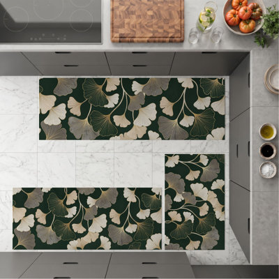 Ginkgo Leaf Non-Slip Washable Kitchen Mats