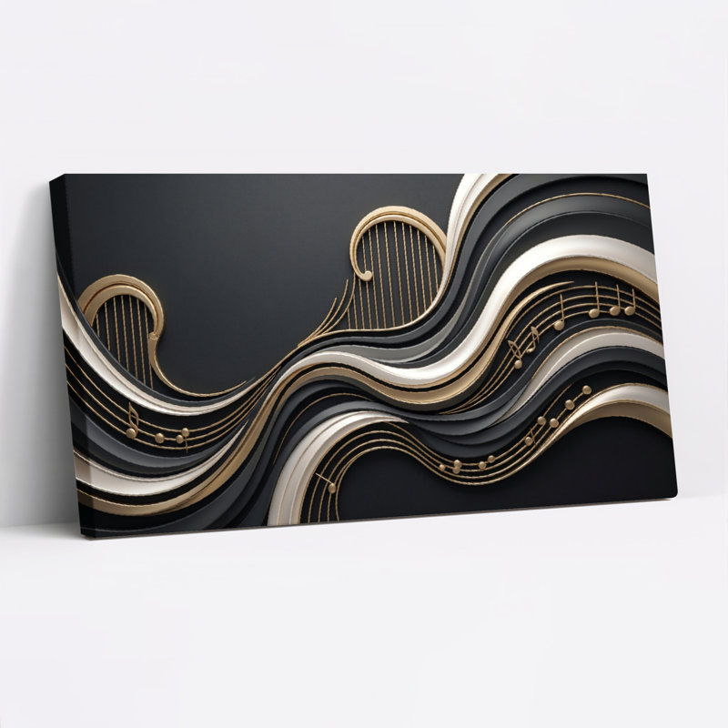 Ensemble de 1 tableau sur toile « Vagues musicales », 32“W x 16”H, Wrapped Canvas