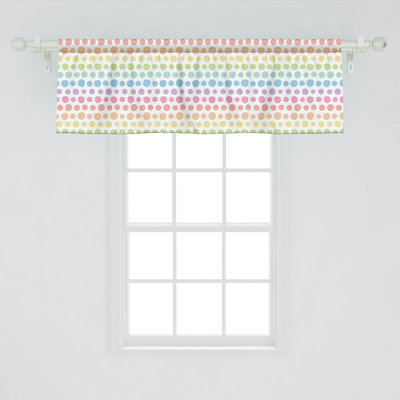 Ambesonne Abstract Valance Pack of 2 Polka Dots in Pastel Tones Multicolor_106738