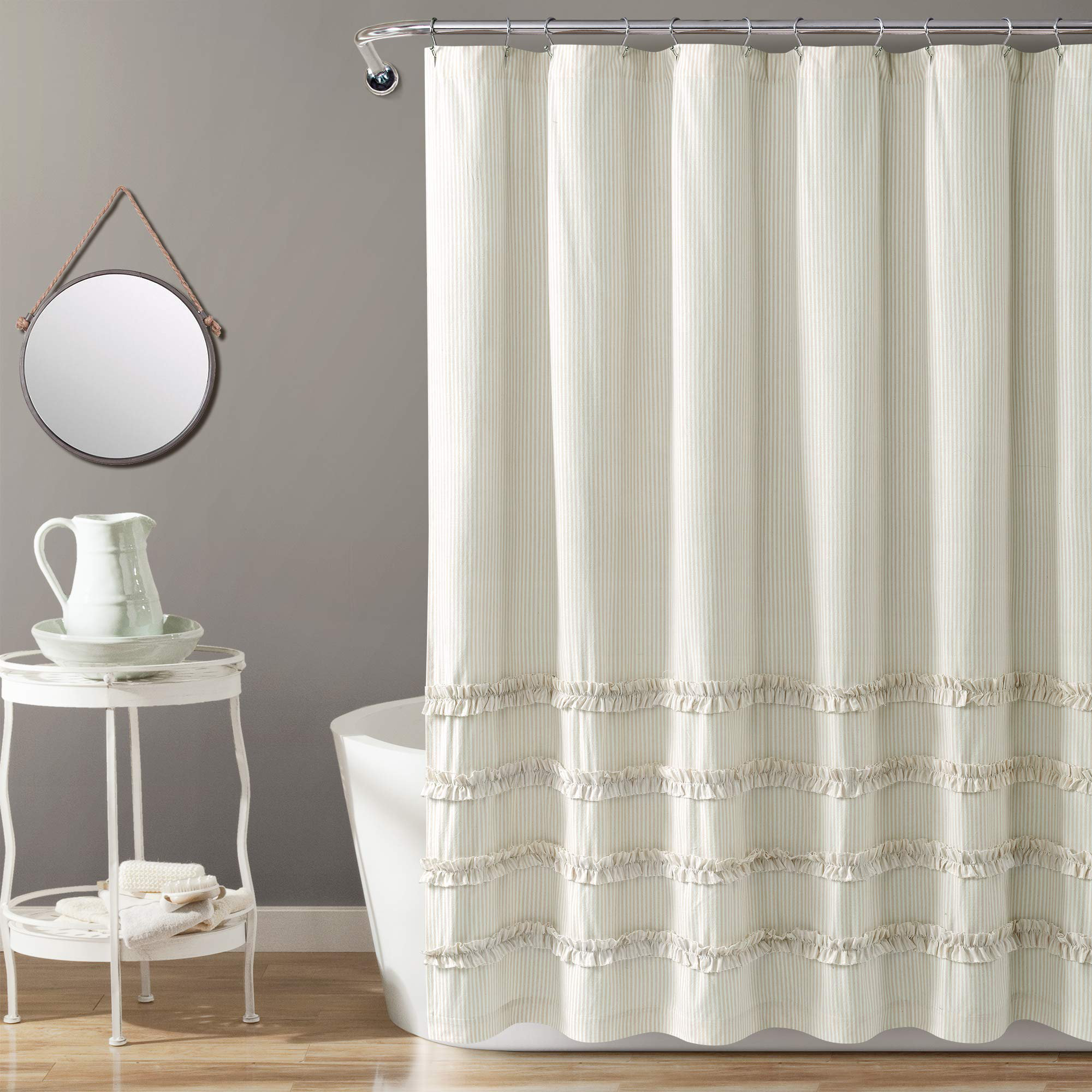 Red Barrel Studio® Vintage Stripe Cotton Shower Curtain | Wayfair
