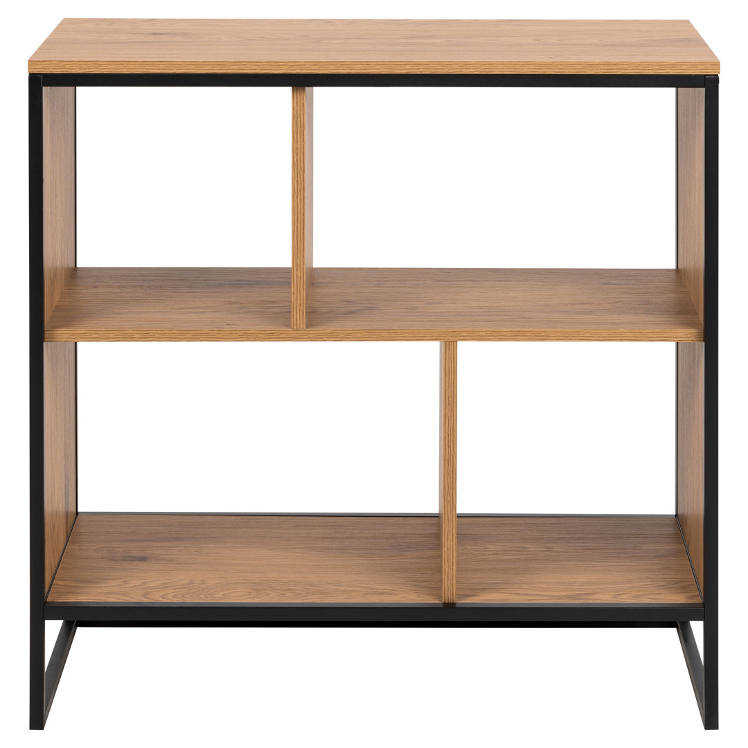 Aurella Bookcase Matt Black Metal, 4 Matt Wild Oak Paper Shelves