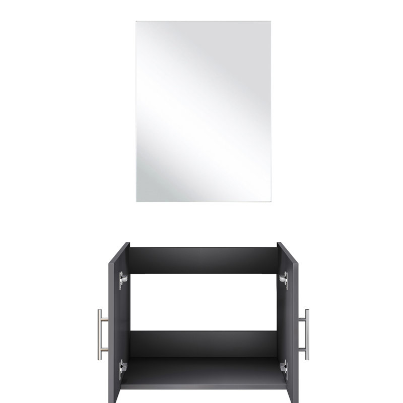 Ensemble de meuble-lavabo simple l 24 po x P 22 po gris foncé avec miroir de 18 po, Gris foncé